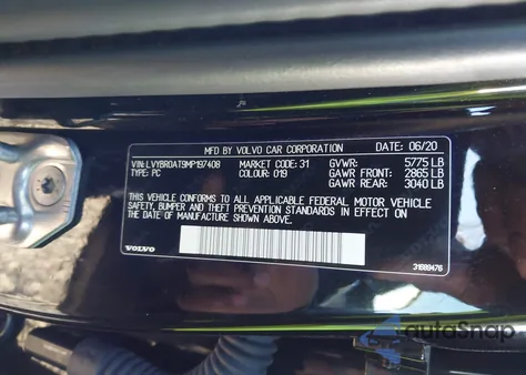 2021 Volvo S90 Recharge Plug-In Hybrid T8 R-Design from USA, damaged, VIN LVYBR0AT9MP197408